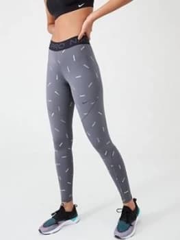 Nike Training Pro Toss Print Legging - Grey