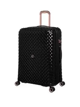 IT Luggage Glitzy With TSA Lock Hardshell Large Black Expander Suitcase
