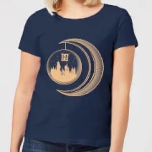 Harry Potter Globe Moon Womens T-Shirt - Navy - L