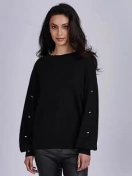 Barbour International Drifting Knitted Top - Black, Size 10, Women