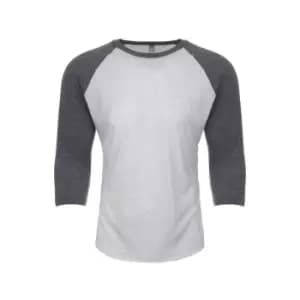 Next Level Adults Unisex Tri-Blend 3/4 Sleeve Raglan T-Shirt (3XL) (Premium Heather/Heather White)