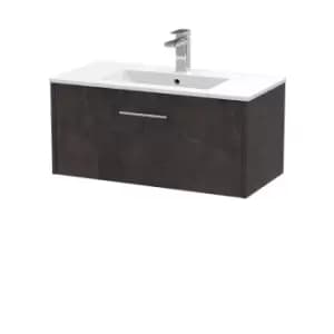 Hudson Reed Juno 800mm Wall Hung 1 Drawer Vanity & Minimalist Basin - Metallic Slate