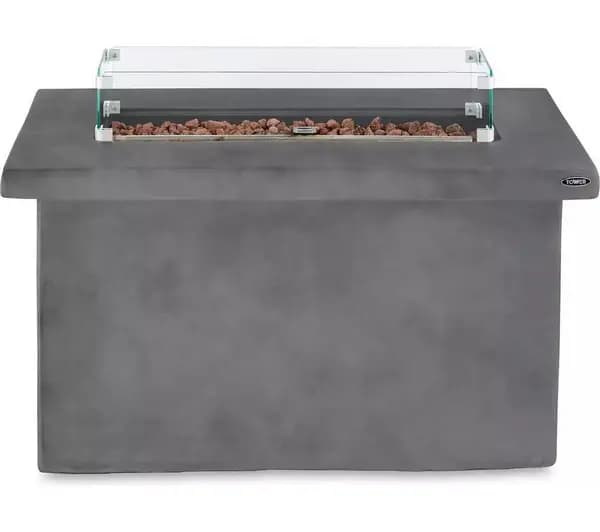 TOWER Magna Rectangular T978529 Portable Gas Fire Pit - Grey 5056462326948