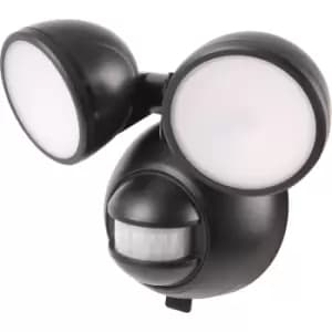 Zink LED Battery PIR Twin Floodlight 2x2x0.5W LED in Black