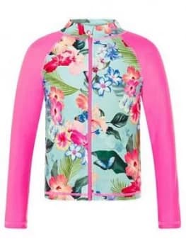 Monsoon Fergie Flower Sunsafe Top - Turquoise Size Age: 12-13 Years, Women