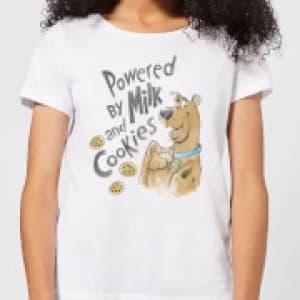Scooby Doo Powered By Milk And Cookies Womens T-Shirt - White - 3XL