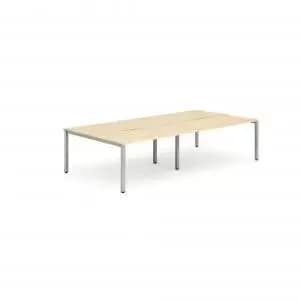 B2B Silver Frame Bench Desk 1200 Maple 4 Pod