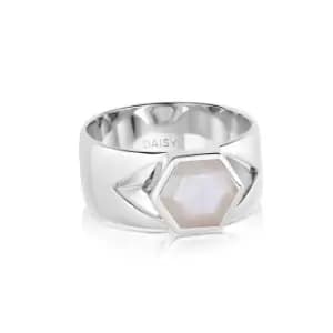 Rings 925 Sterling Silver Beloved Bold Moonstone Band Ring Sterling Silver