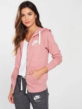 Nike Sportswear Gym Vintage Full Zip Hoodie Pink Size L Women