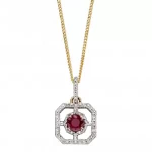9ct Ruby Illusion Diamond Art Deco Pendant Yellow Gold Pendant GP2256R