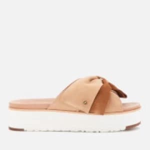UGG Womens Joanie Suede Bow Flatform Sandals - Bronzer - UK 3