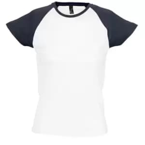 SOLS Womens/Ladies Milky Contrast Short/Sleeve T-Shirt (L) (White/Navy)