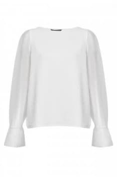 French Connection Phyliss Sheer Jersey Top Winter White