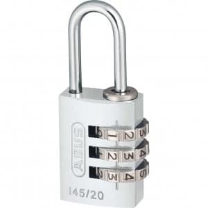 Abus 145 Series Aluminium Combination Padlock 20mm Silver Standard