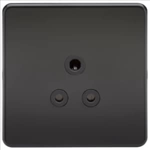 KnightsBridge 1G 5A Screwless Matt Black Round Pin 230V Unswitched Electrical Wall Socket - Black Insert