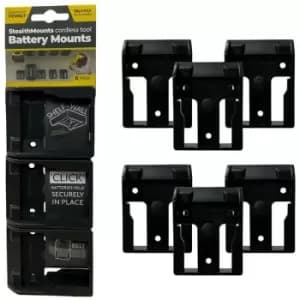 StealthMounts BLACK Battery Mounts for DEWALT 18V & Flexvolt Batteries - Pack of 6 - N/A