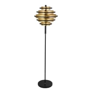 Hive Black/Gold Leaf 5 Light LED Floor Lamp 2700K