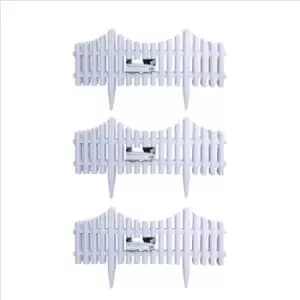 Samuel Alexander - 3 x 33cm 4 Piece Set White Wood Effect Picket Fence Garden Edging