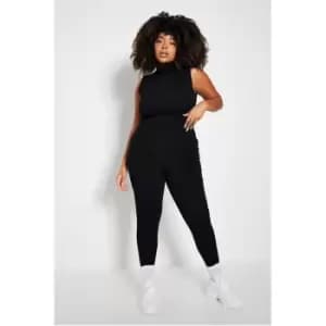 I Saw It First Plus Size Structured Rib High Waisted Leggings - Black