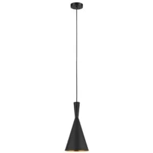 Italux Pedro - Industrial And Retro Hanging Pendant Black, Brass 2 Light with Metal Alloy Shade, E27