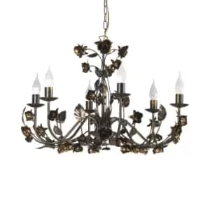 Carolina 6 Light Flower Design Multi Arm Chandelier, Bronze