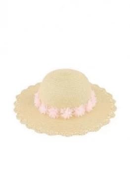 Monsoon Girls Macaroon Flower Floppy Hat - Natural