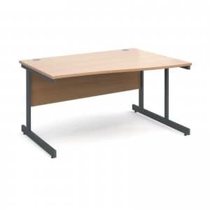 Contract 25 Right Hand Wave Desk 1400mm - Graphite Cantilever Frame b
