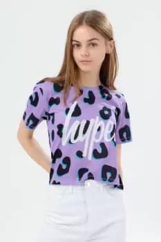 Lilac Leopard Animal Crop T-Shirt
