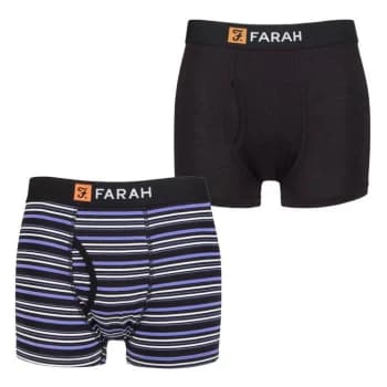 Farah 2 Pack Striped Cotton Keyhole Trunks Mens - Blue
