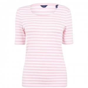 Gant Stripe T Shirt - 614 Preppy Pink