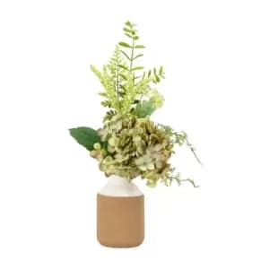 Gallery Interiors Vase with Faux Hydrangea Arrangemnt in Green