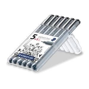 Staedtler Pigment Liner Assorted Width Black Pack of 6 308 SB6P1