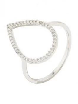 Accessorize Z Pl Sparkle Pear Open Work Ring - Silver