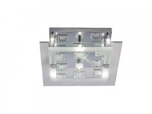 Ceiling Square with Square Pattern 6 Light Polished Chrome, Crystal