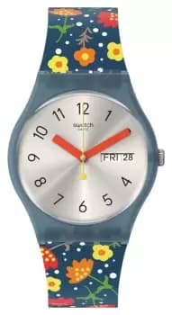 Swatch SO28N704 Essence Of Flower Silver Dial Floral Watch