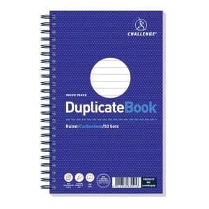 Challenge 210mm x 130mm 50 Sheets Wirebound Ruled Perforated Duplicate Book Blue