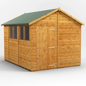 10x8 Power Apex Garden Shed - Brown