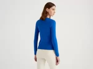 Benetton Online exclusive, Pure Cotton Crew Neck Cardigan, taglia XS, Bright Blue, Women