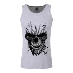 Grindstore Mens Carved Skull Vest Top (L) (Grey)