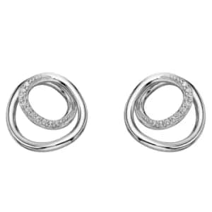 Sterling Silver Circle/Spiral Earrings With Cubic Zirconia Detail