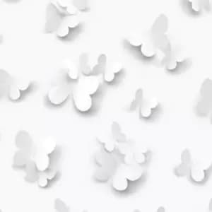 Muriva Butterflies White Smooth Wallpaper