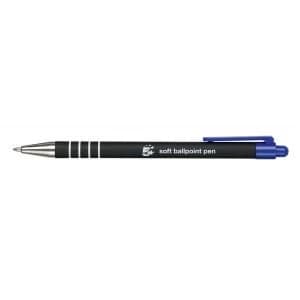 5 Star Office Retractable Ball Pen Soft Grip 1.0mm Tip 0.5mm Line Blue Pack of 12