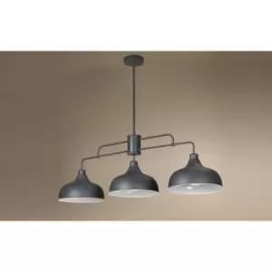 Oslo 3 Light Dome Bar Pendant Ceiling Light, Grey