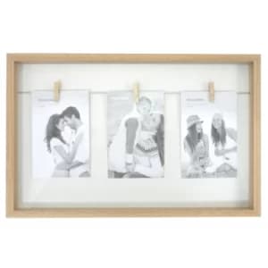 White Natural Wood Triple Peg Frame