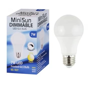 MiniSun 7W ES/ E27 Frosted GLS Bulb In Warm White - Dimmable
