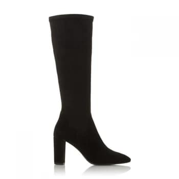 Dune London Siren Knee High Boots - Black Micro