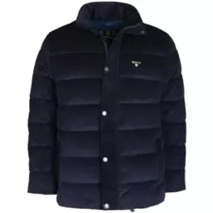 Barbour Mens Crested Cord Baffle Quilted Jacket Navy/Ivy Tartan Large