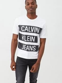 Calvin Klein Jeans Stacked Institutional Logo T-Shirt - White