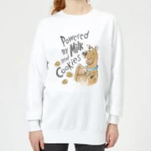 Scooby Doo Powered By Milk And Cookies Womens Sweatshirt - White - L