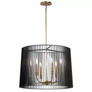 Kichler Linara Wire Frame Pendant Ceiling Light Black & Natural Brass